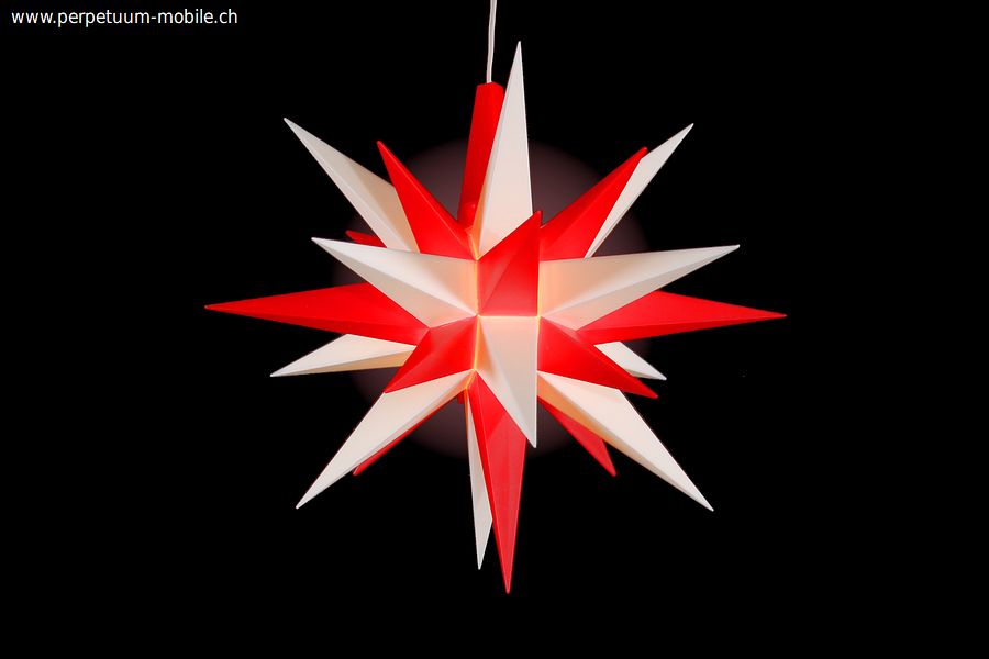 Red/white Herrnhut Star in plastic, 13cm
